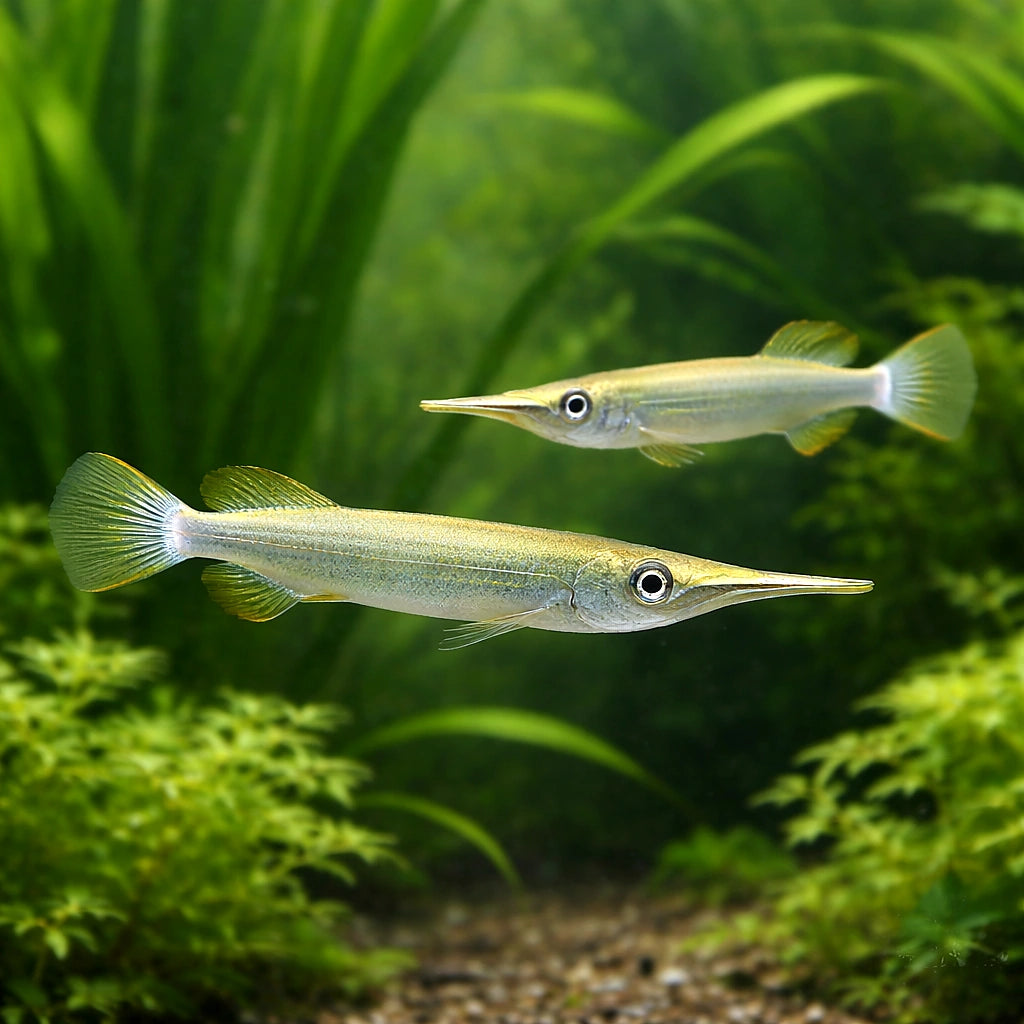 Forest Halfbeak - Hemirhamphodon Pogonognathus - Livebearer, Stunning Tropical Fish Perfect for Creating a Thriving Community Tank, Breeding Tips for Enthusiasts Included — for sale UK — AI pair planted view