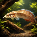 Frecklefin eel — tropical fish for sale UK — AI hero driftwood view