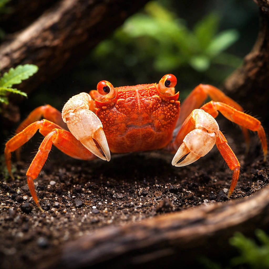 Red Carnaval Vampire Crab (Geosesarma sp.) - UK (Geosesarma sp.) — Bright Red Carnaval Vampire Crab, a striking Geosesarma…
