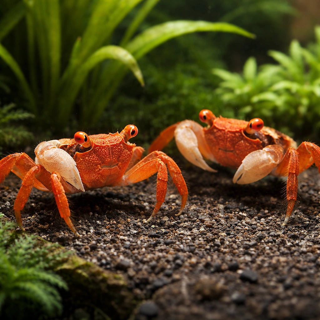 Red Carnaval Vampire Crab (Geosesarma sp.) - UK (Geosesarma sp.) — Bright Red Carnaval Vampire Crab, a striking Geosesarma…