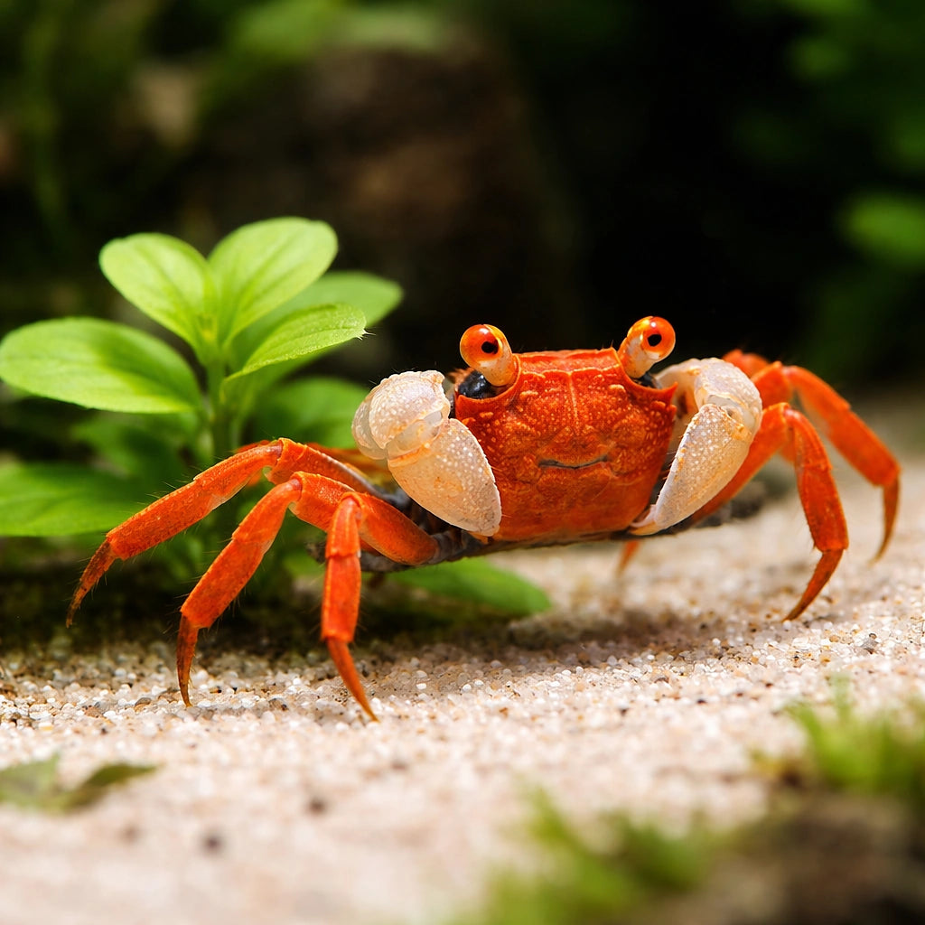 Red Carnaval Vampire Crab (Geosesarma sp.) - UK (Geosesarma sp.) — Bright Red Carnaval Vampire Crab, a striking Geosesarma…