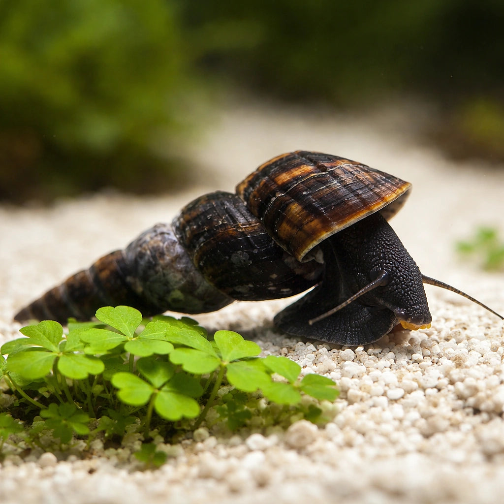 Black Antenna Rabbit Snail (Tylomelania sp.) - UK (Tylomelania sp.) — A striking Black Antenna Rabbit Snail for peaceful…