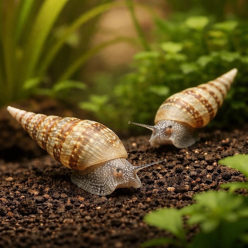 Malaysian Trumpet Snail - Freshwater Snails UK (Melanoides tuberculata) — Buy Malaysian Trumpet Snails for sale in the UK…