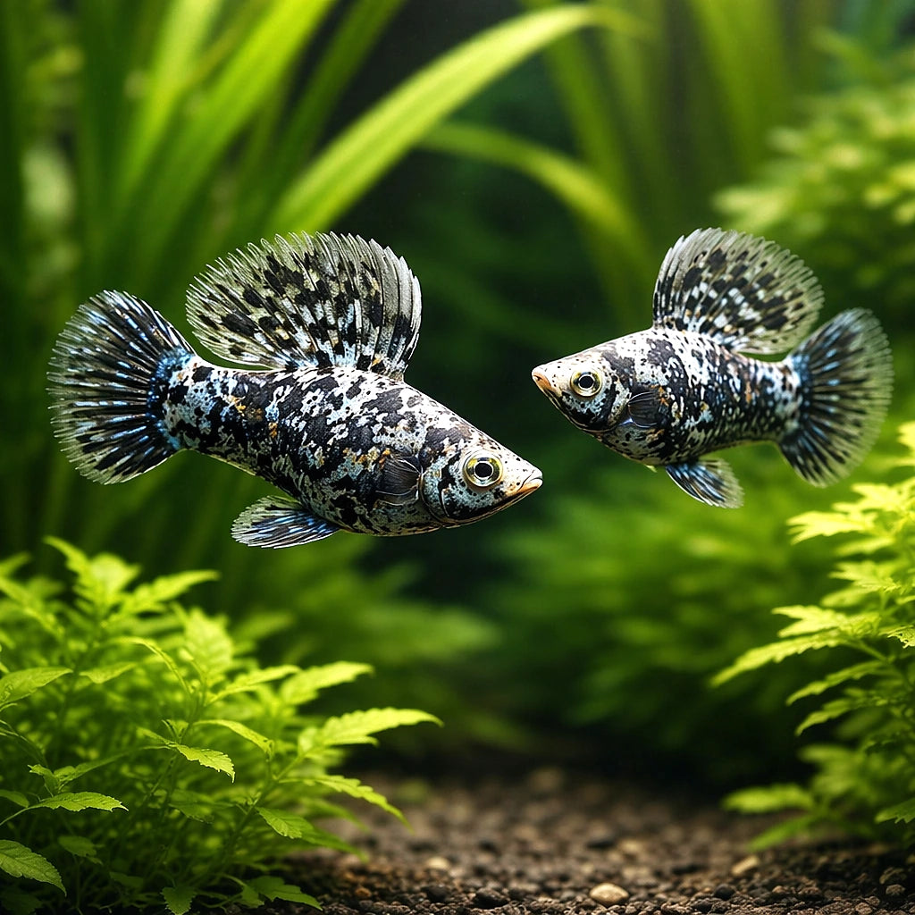 Marble Sailfin Molly (Poecilia velifera) - UK (Poecilia velifera) — Add a striking Marble Sailfin Molly to your tank — pair…