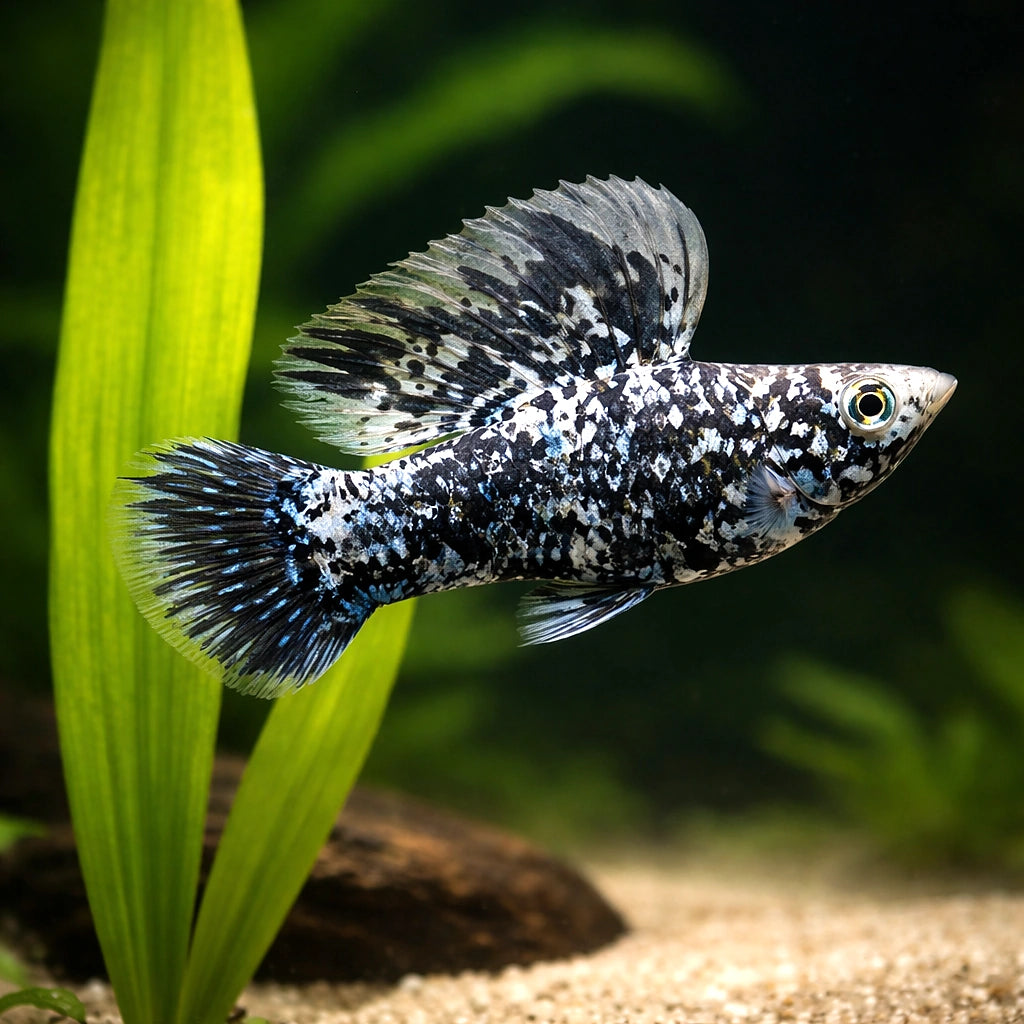 Marble Sailfin Molly (Poecilia velifera) - UK (Poecilia velifera) — Add a striking Marble Sailfin Molly to your tank — scale…