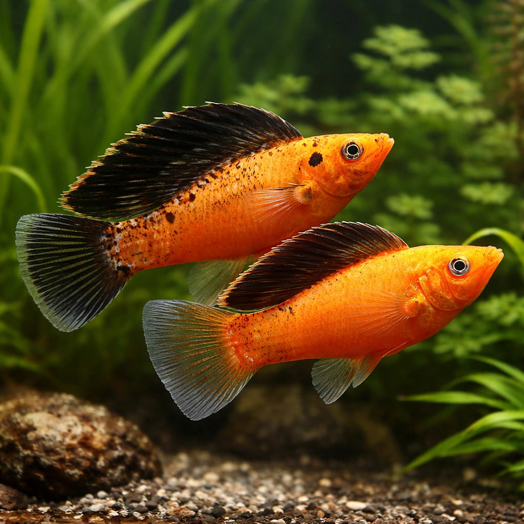 Sail-Fin Molly Gold — Poecilia Sailfin Goldleopard Molly Mix Tropical Fish Tank, Vibrant Molly Fish Colors, Perfect — pair…
