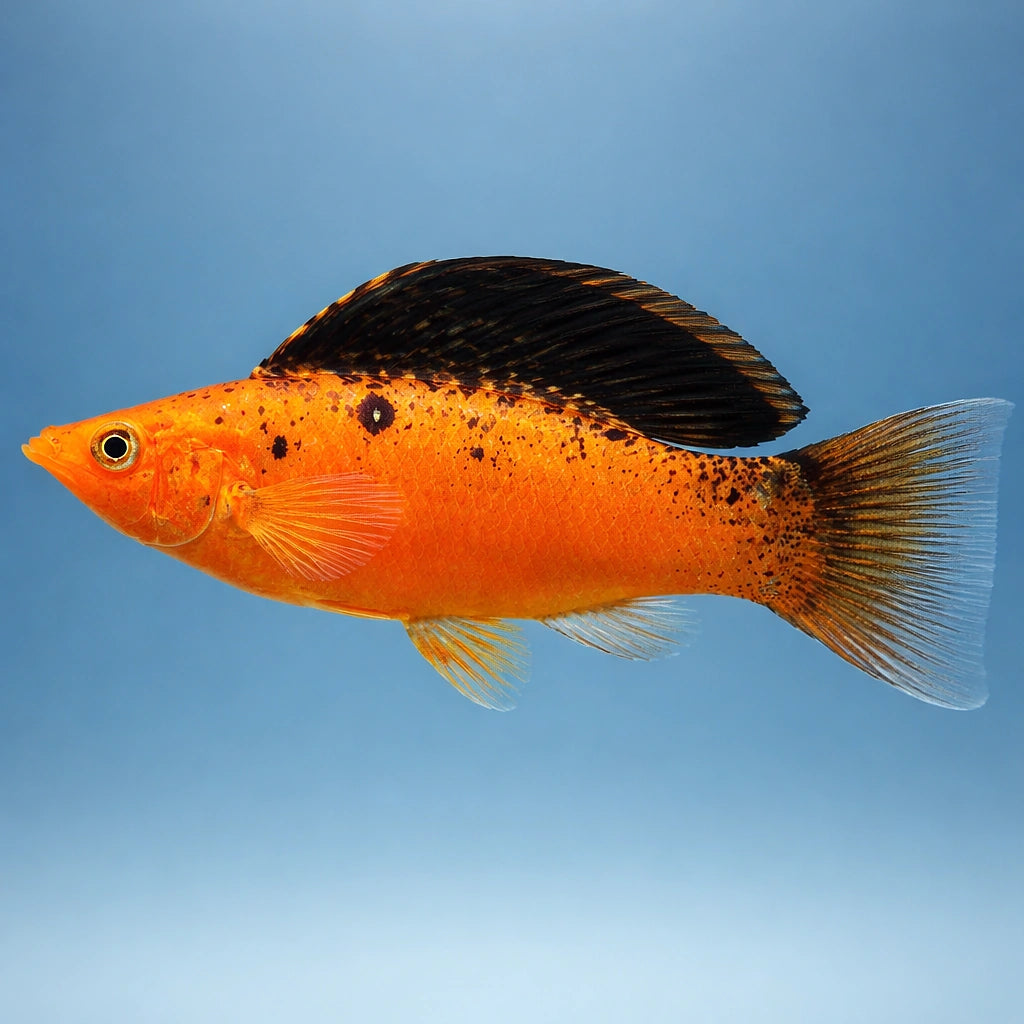 Sail-Fin Molly Gold — Poecilia Sailfin Goldleopard Molly Mix Tropical Fish Tank, Vibrant Molly Fish Colors, Perfect — side…
