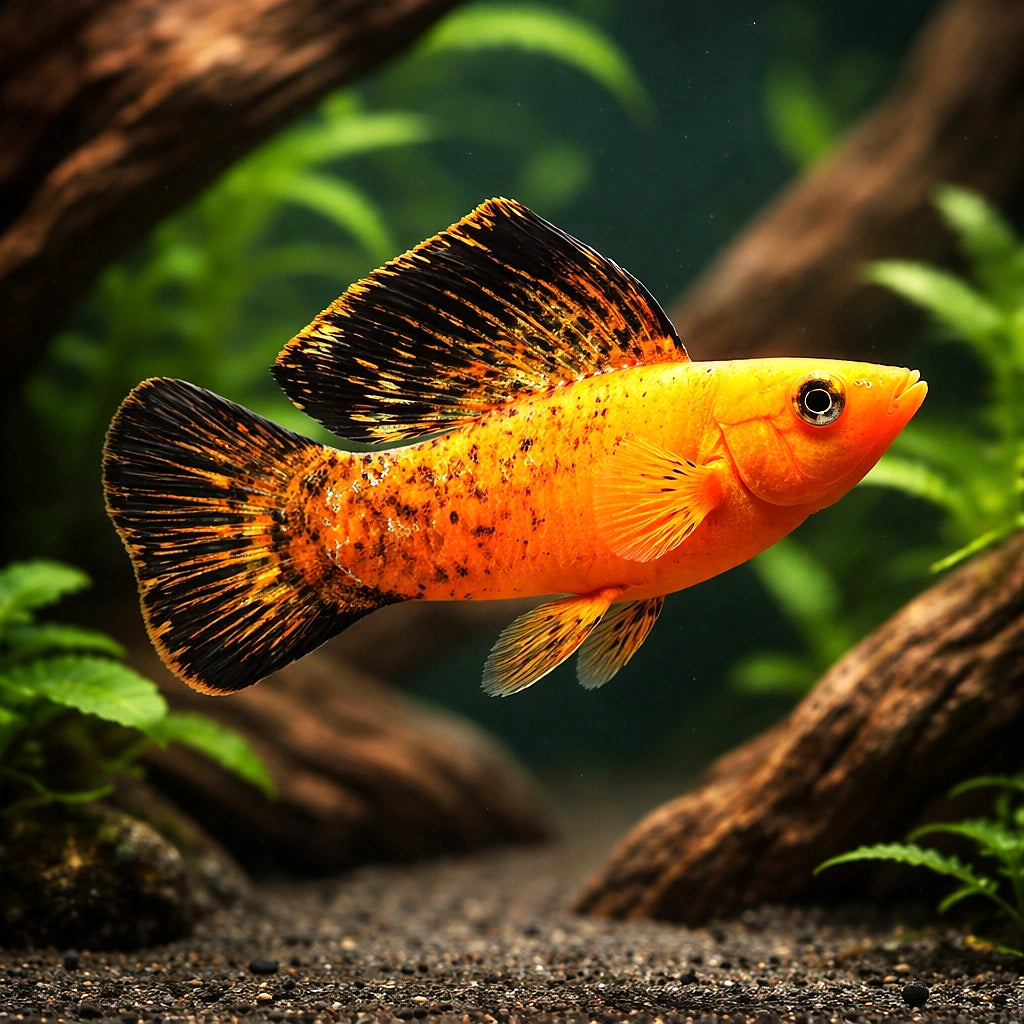 Gold Molly — Red Leopard Sailfin Molly (Poecilia velifera) - UK (Poecilia velifera) — Add a bold Red Leopard Sailfin Molly…