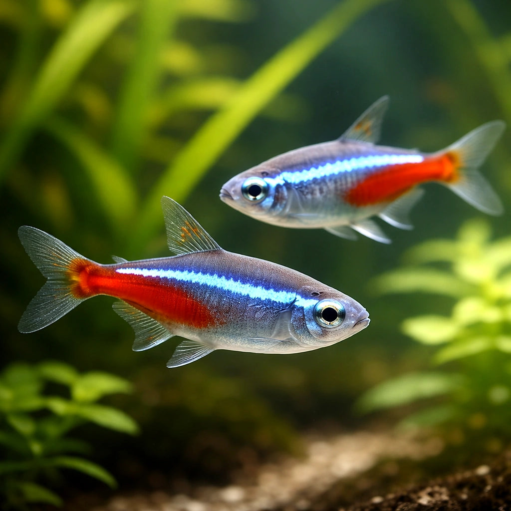 Neon Tetra — Neon Blue Tetra (Paracheirodon simulans) - UK (Paracheirodon innesi) — A dazzling shoaling tetra with electric…