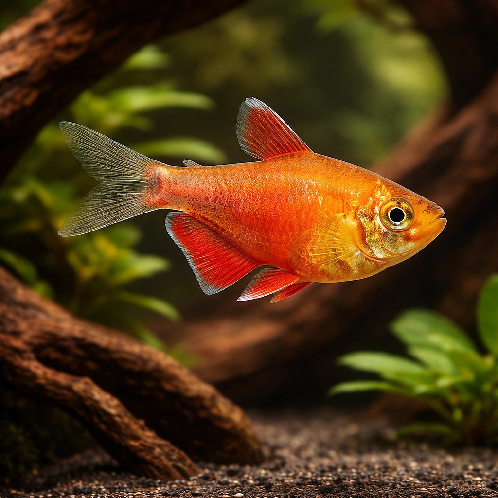 Flame Tetra Orange — Orange Flame Tetra (Hyphessobrycon flammeus) - UK (Hyphessobrycon flammeus) — Add fiery colour to your…