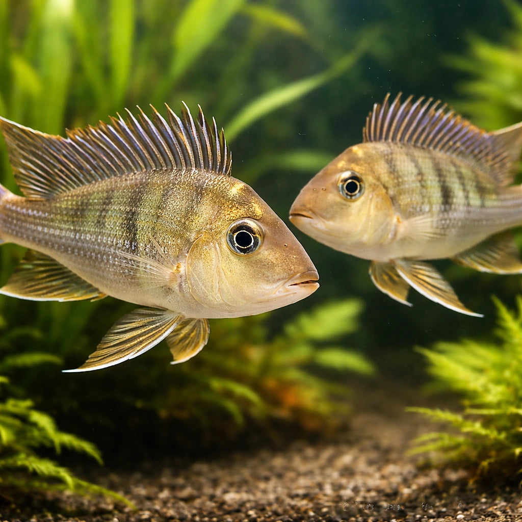 Geophagus altifrons trombetas 4 - — tropical fish for sale UK — AI pair planted view