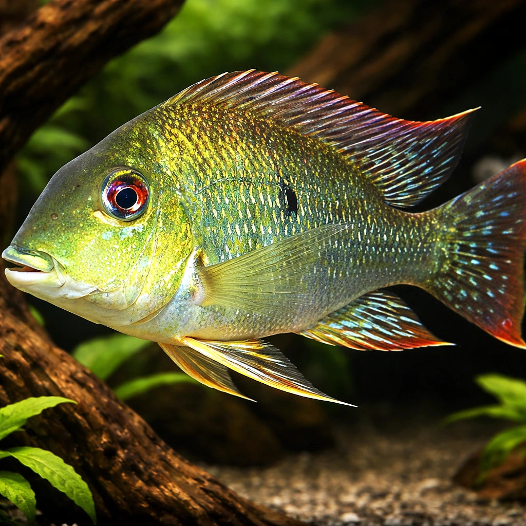 Geophagus sp. pindare 4 - — tropical fish for sale UK — AI hero driftwood view