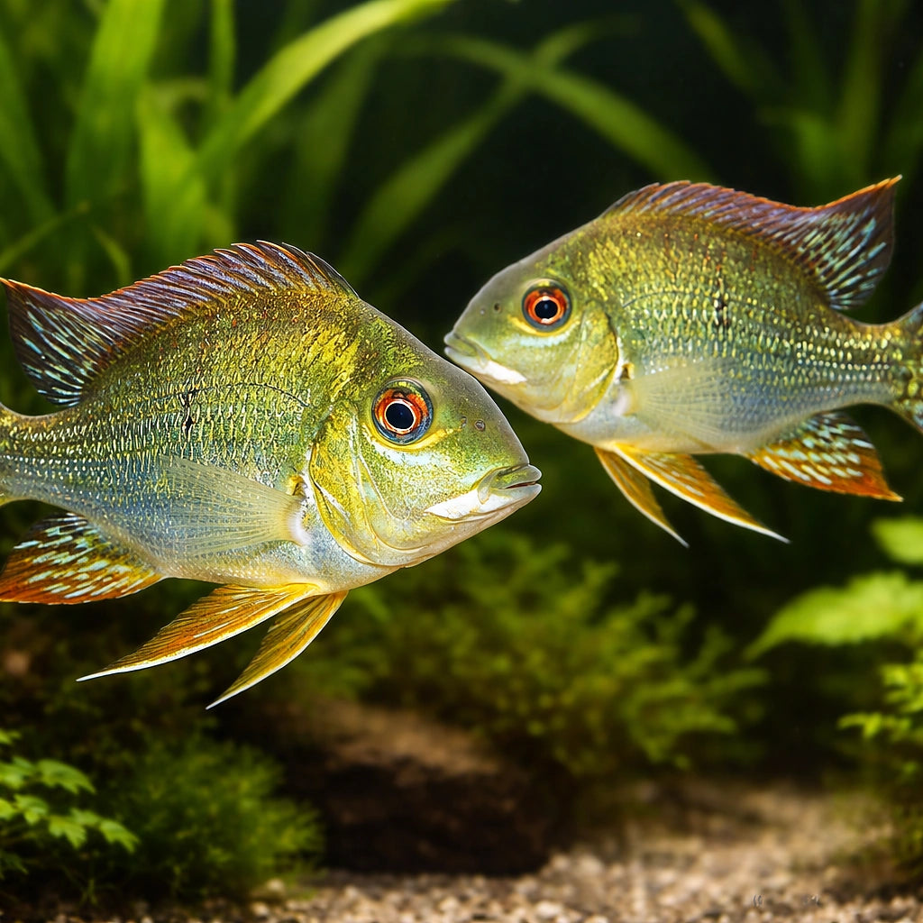 Geophagus sp. pindare 4 - — tropical fish for sale UK — AI pair planted view
