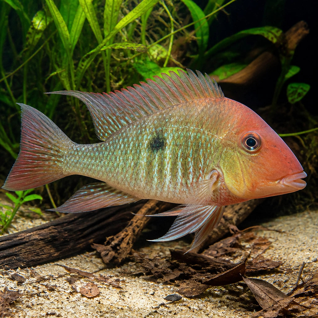 Tapajos Red Head Cichlid - Geophagus Sp. - South American Cichlid, Easy Care Fish for Beginners, Enhance Your Aquarium with Their Graceful Presence and Colorful Beauty — for sale UK — AI natural aquarium view