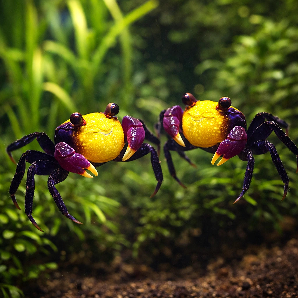 Yellow Benana Vampire Crab Geosesarma Sp — tropical fish for sale UK — AI pair planted view
