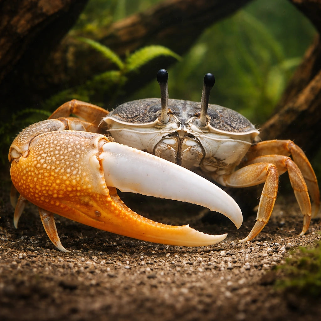 Giant Fiddler Crab — tropical fish for sale UK — AI hero driftwood view