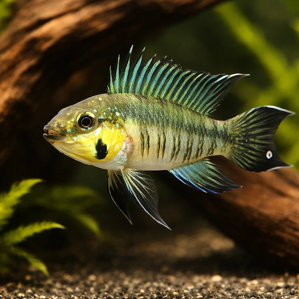 Gibbiceps Dwarf Cichlid — tropical fish for sale UK — AI hero driftwood view