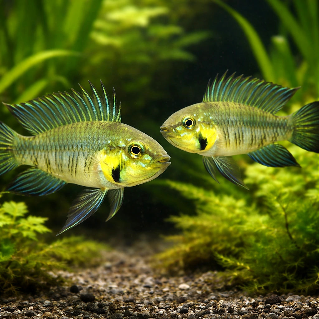 Gibbiceps Dwarf Cichlid — tropical fish for sale UK — AI pair planted view