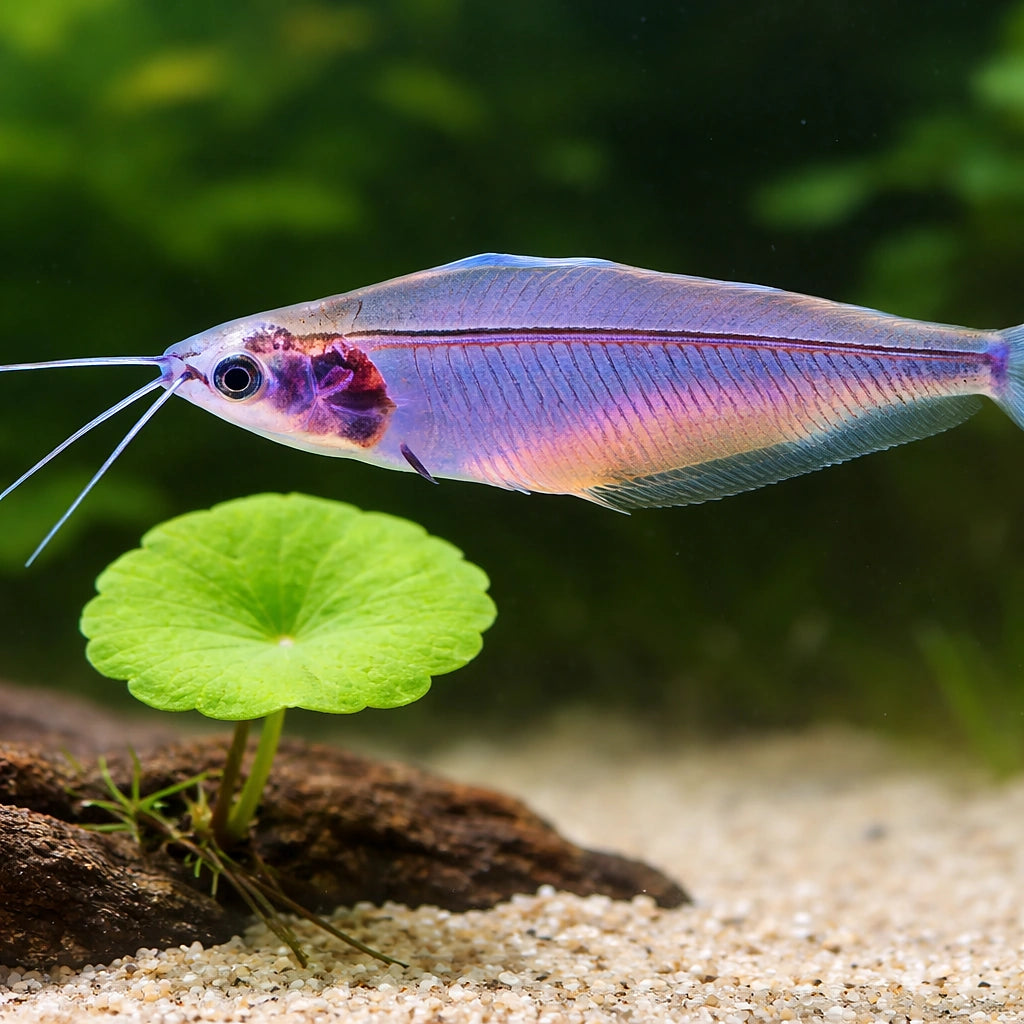 Glass catfish — tropical fish for sale UK — AI scale plant view