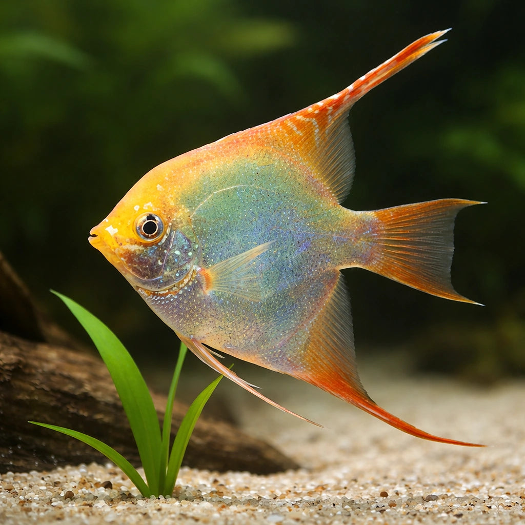 Gold Angelfish - Pterophyllum scalare — AI scale plant view