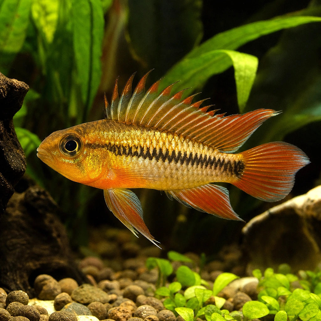 Gold Apistogramma (Apistogramma agassizii) — AI natural aquarium view