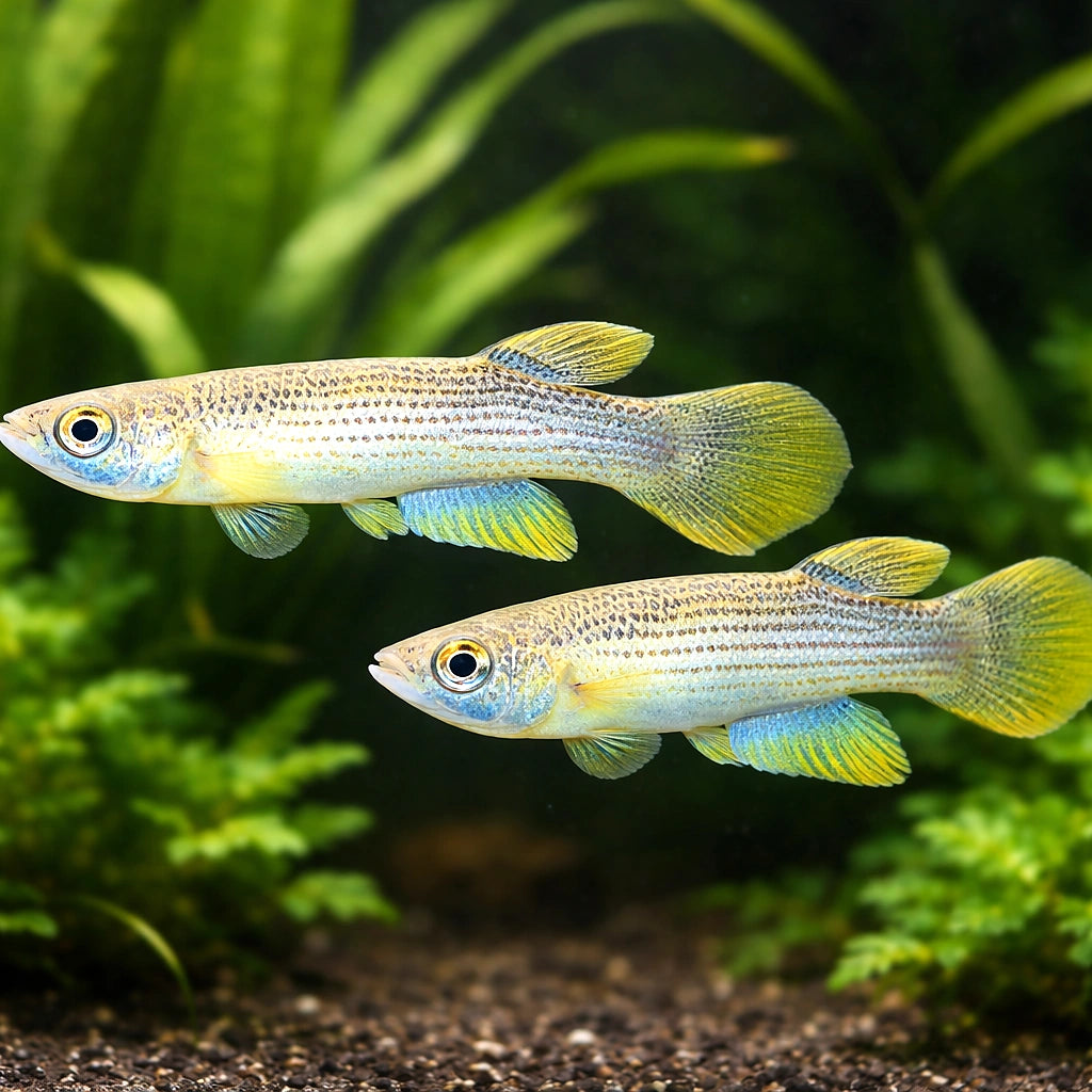 Golden-Tailed Rivulus — tropical fish for sale UK — AI pair planted view