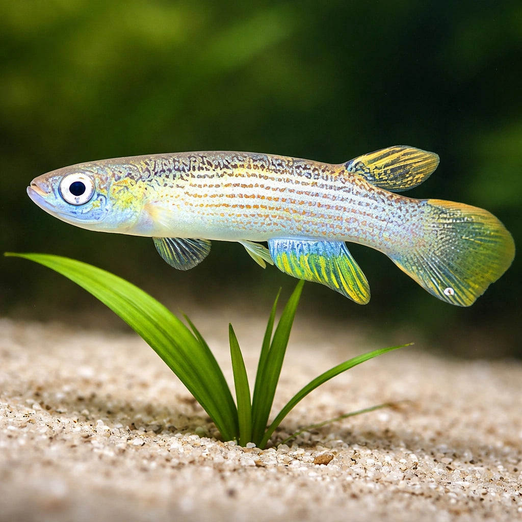 Golden-Tailed Rivulus — tropical fish for sale UK — AI scale plant view