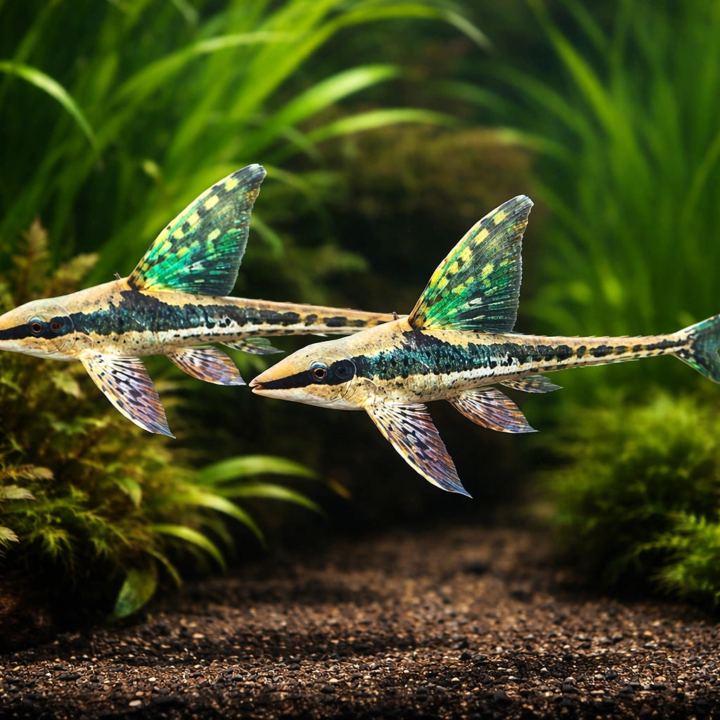 Golden Whiptail, Giant Whip — tropical fish for sale UK — AI pair planted view