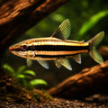 Goldstriped Headstander — tropical fish for sale UK — AI hero driftwood view