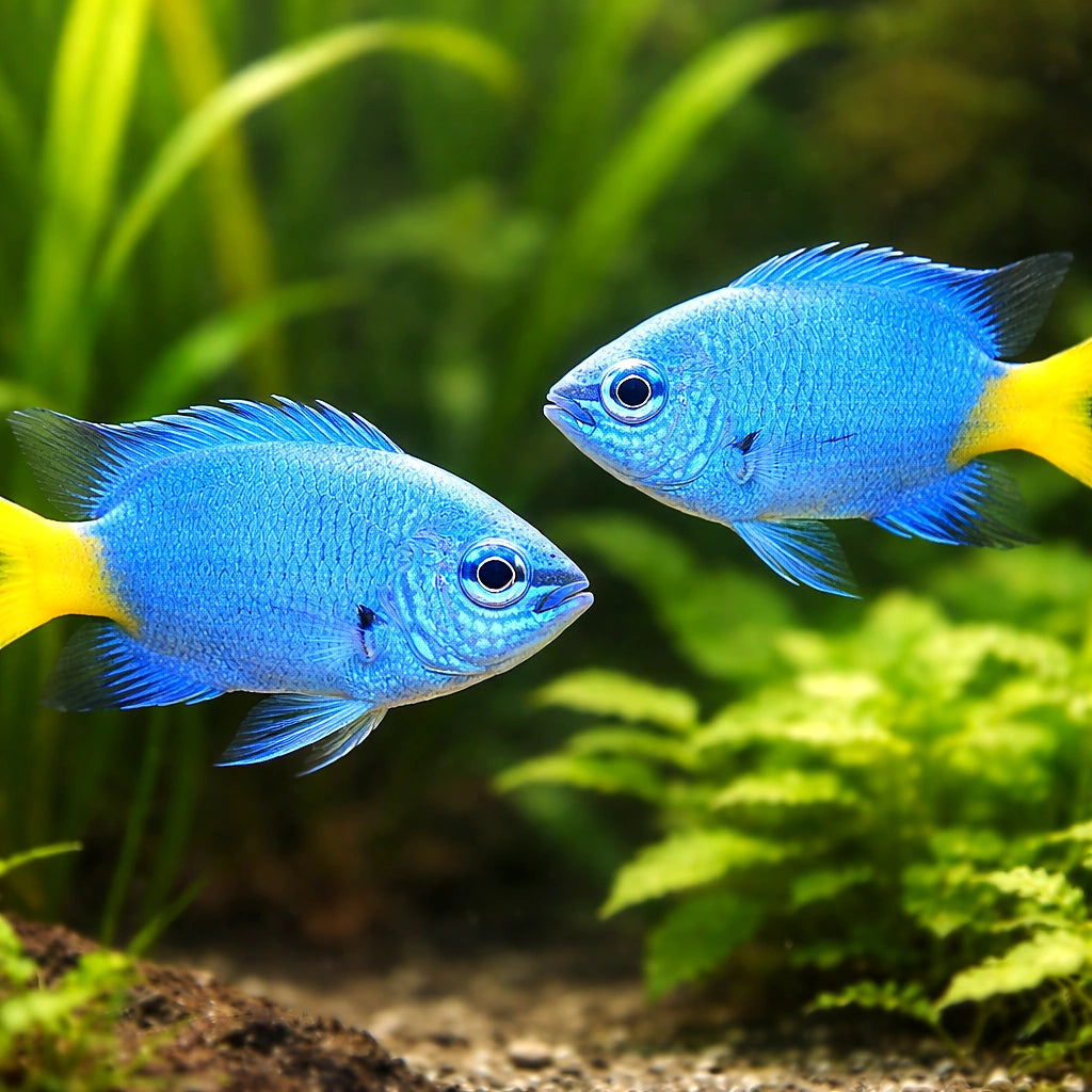 Goldtail Demoiselle M — tropical fish for sale UK — AI pair planted view