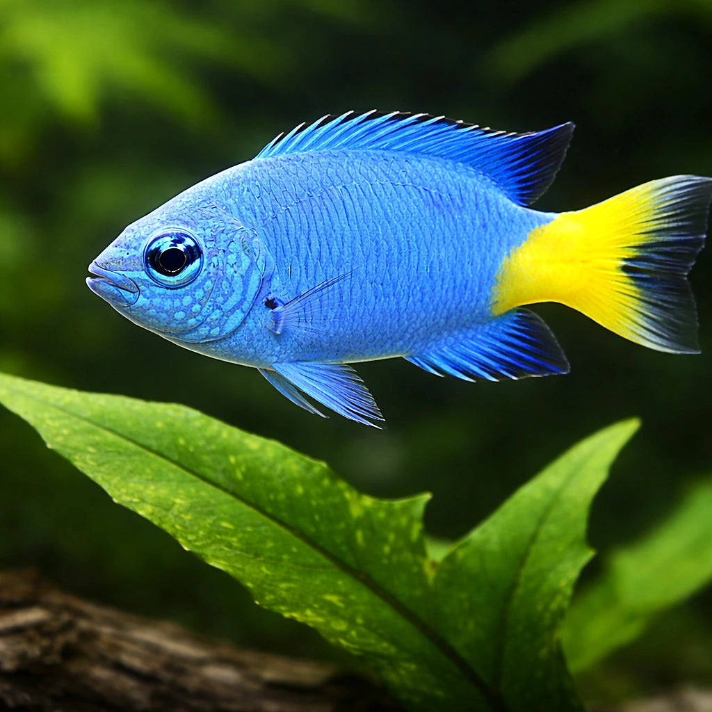 Goldtail Demoiselle M — tropical fish for sale UK — AI scale plant view