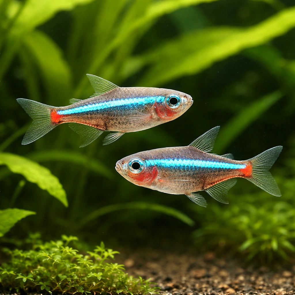 Green Neon Tetras — South American Tetra for sale UK — AI pair planted view