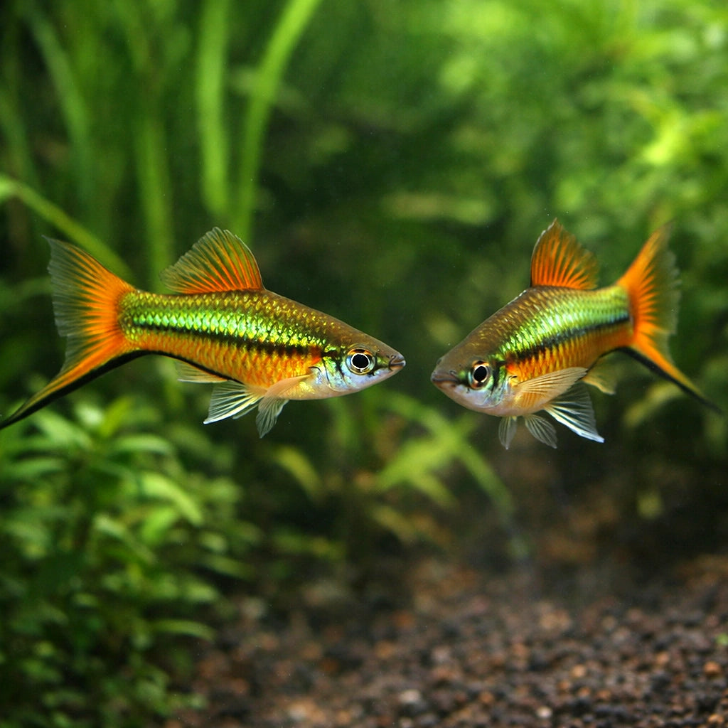 Green Swordtails — Swordtails for sale UK — AI pair planted view