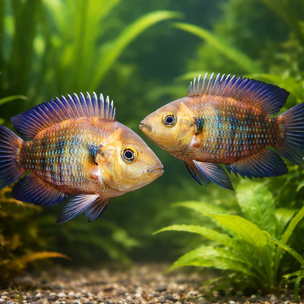 Gulf's White Convict Fish, — tropical fish for sale UK — AI pair planted view