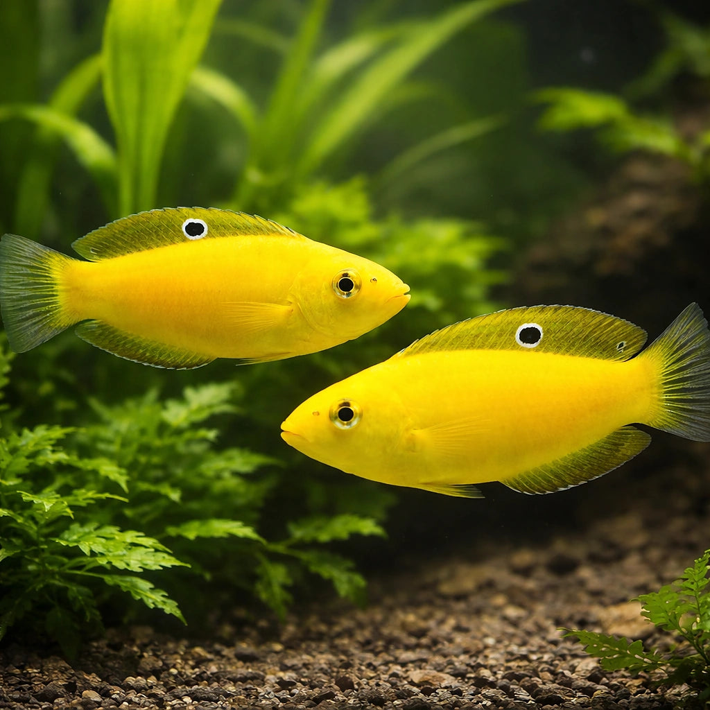 Halichoeres Chrysus - Vibrant Wrasse for UK Aquariums — tropical fish for sale UK — AI pair planted view