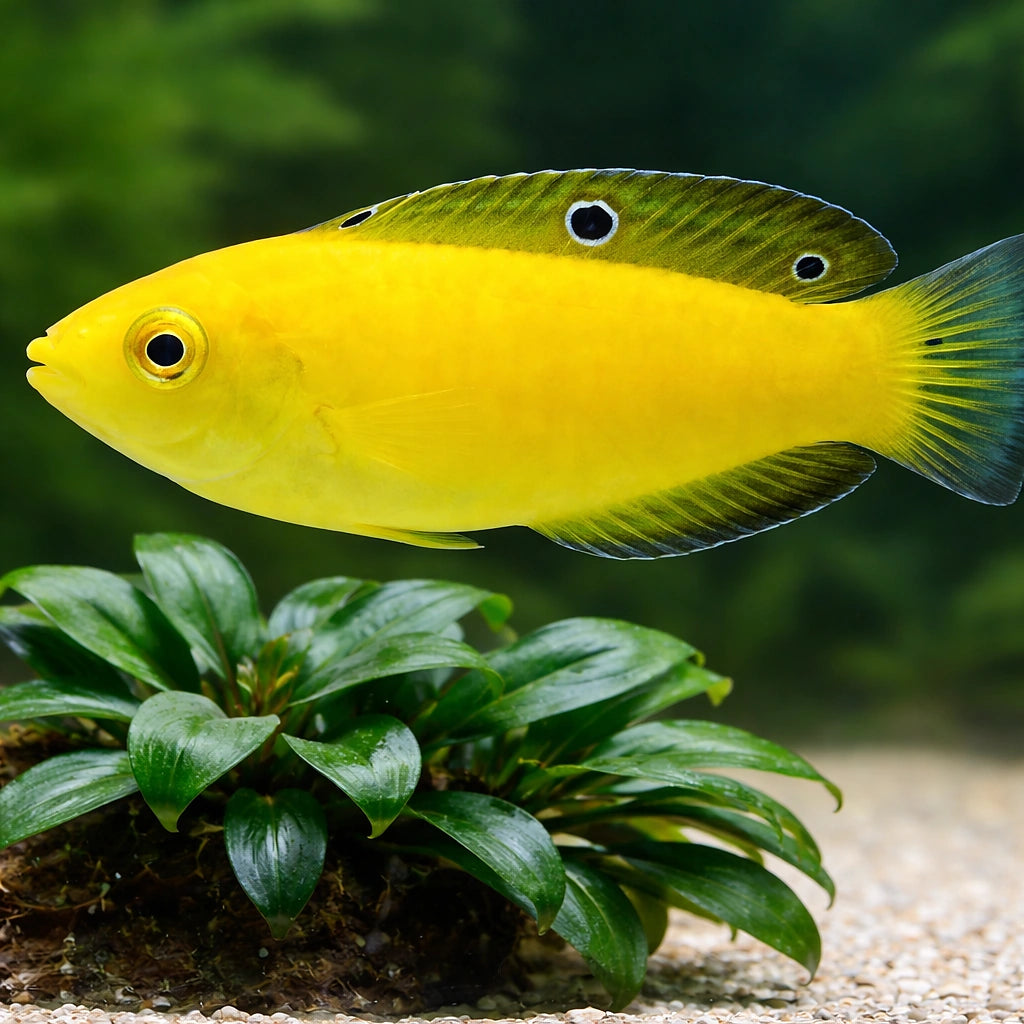Halichoeres Chrysus - Vibrant Wrasse for UK Aquariums — tropical fish for sale UK — AI scale plant view