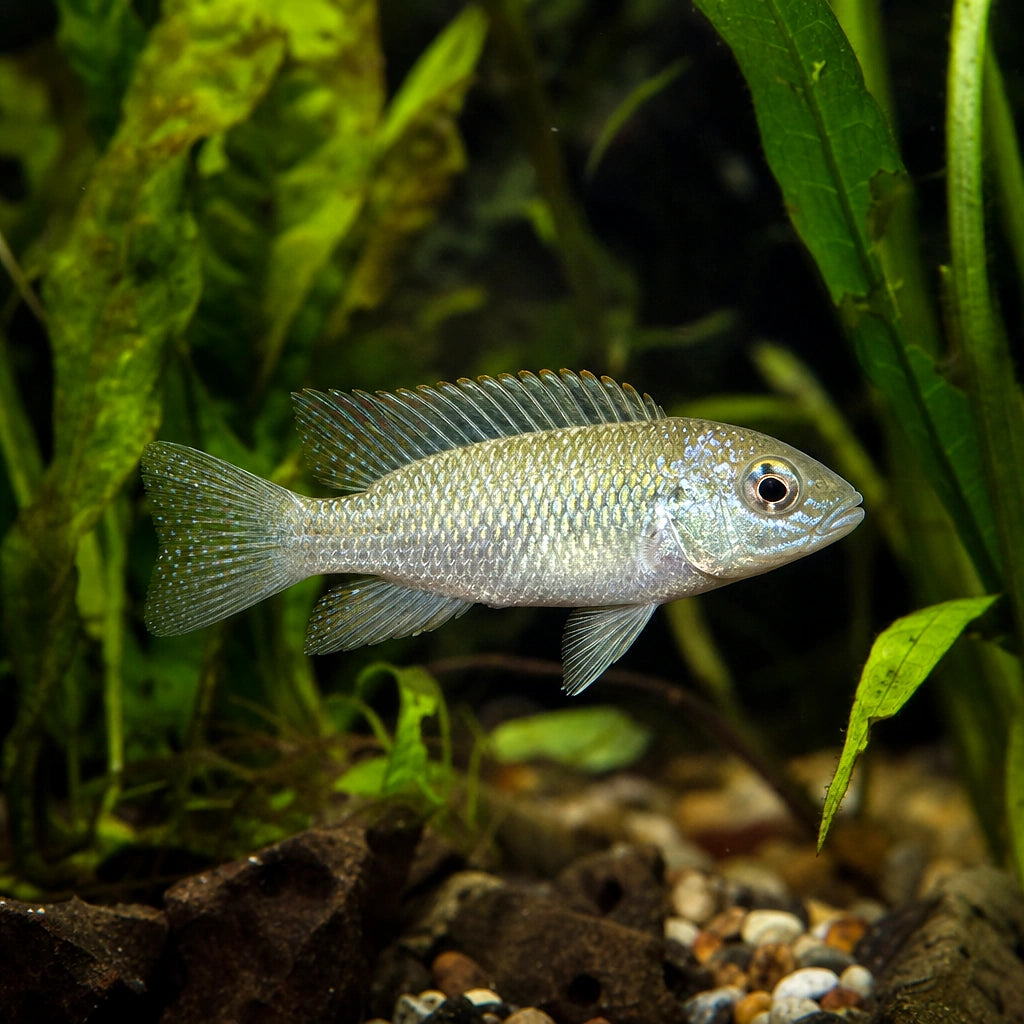 Haplochromis aeneocolor 3-4 cm | African Cichlid — AI natural aquarium view