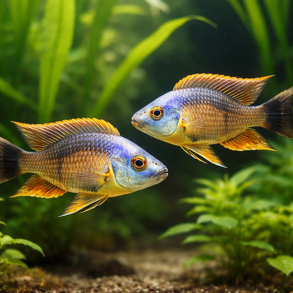 Haplochromis likoma 3 - — tropical fish for sale UK — AI pair planted view