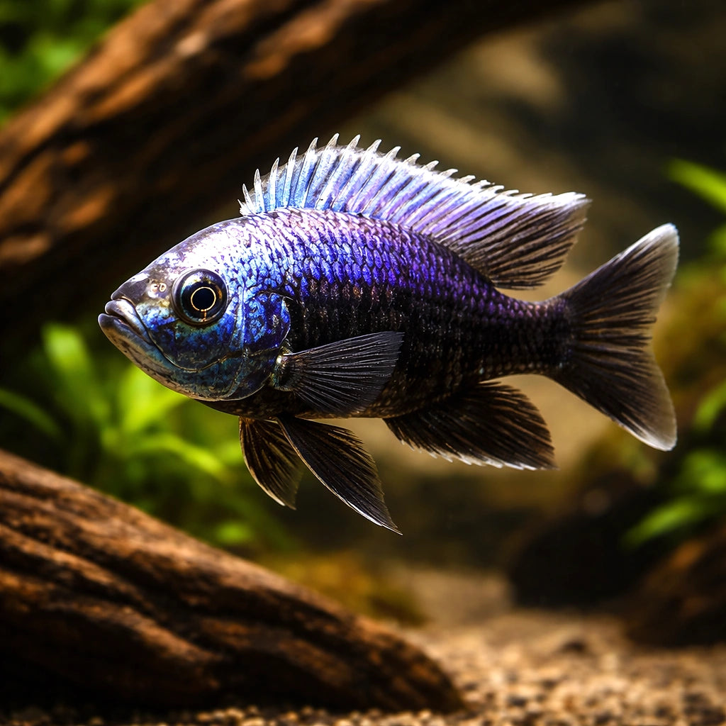Haplochromis mola 4 - — tropical fish for sale UK — AI hero driftwood view