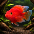Hybrid blood parrot 4 - — tropical fish for sale UK — AI hero driftwood view