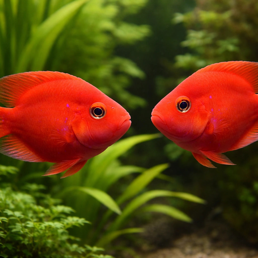 Hybrid Parrot 3 - — tropical fish for sale UK — AI pair planted view