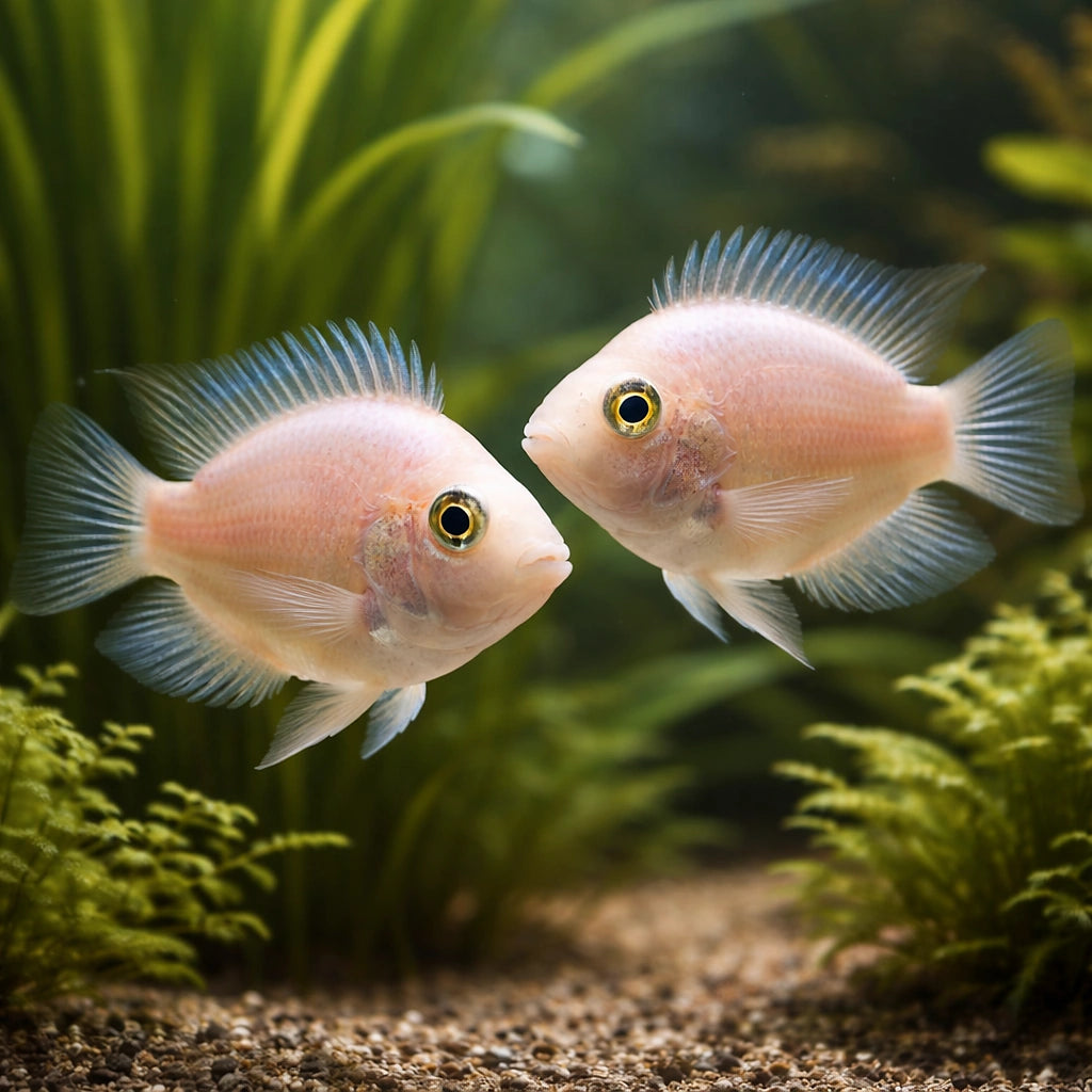 Hybrid platinum parrot 3 - — tropical fish for sale UK — AI pair planted view