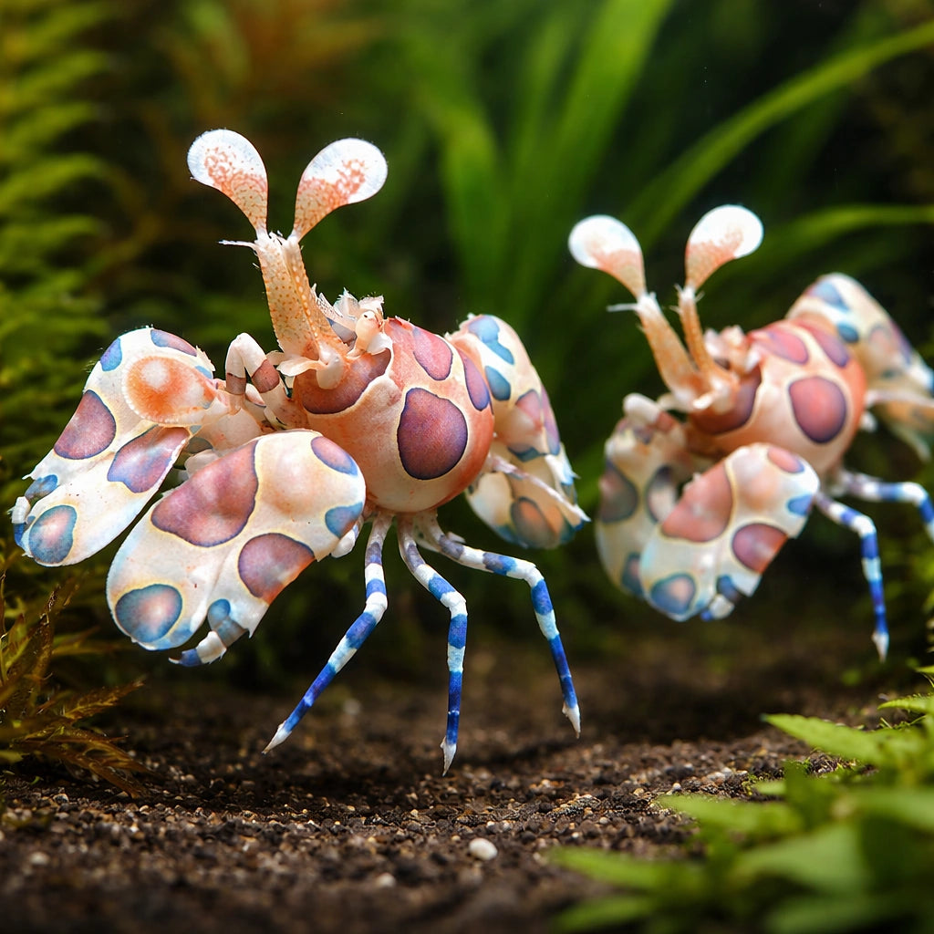 Hymenocera elegans Harlequin Shrimp M — tropical fish for sale UK — AI pair planted view