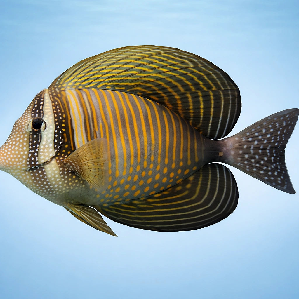 Indian Sail-fin Surgeonfish M — tropical fish for sale UK — AI side clean view