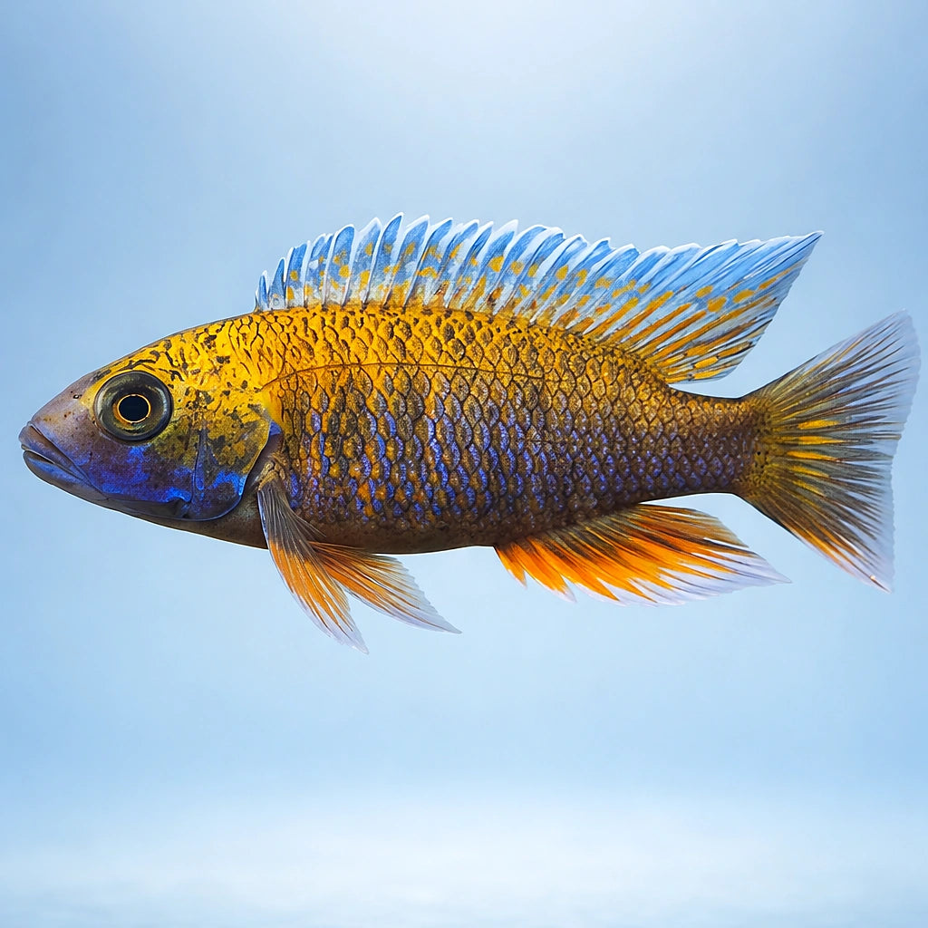 Jacobfreibergi Peacock Cichlid Blue — tropical fish for sale UK — AI side clean view