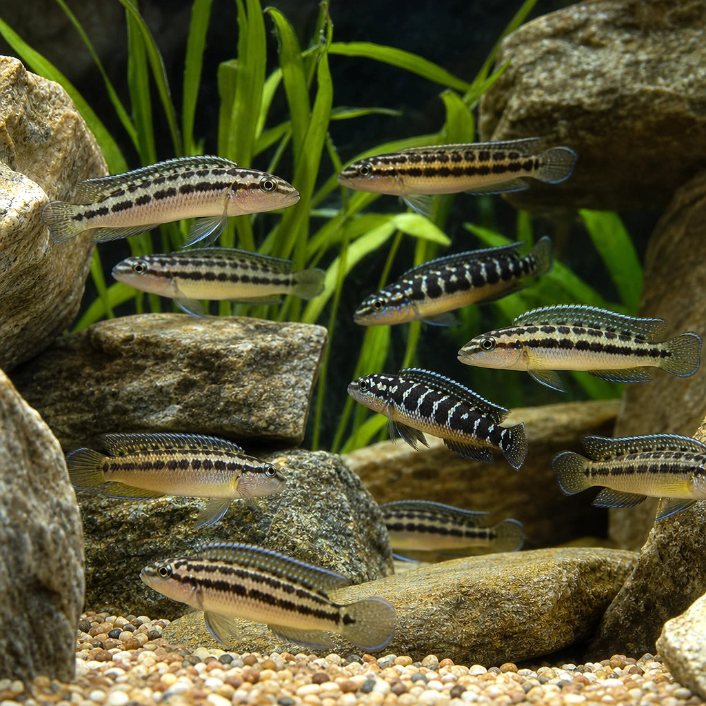 Julie Mixed (Julidochromis mixed) 3.5-4.5 cm — AI natural aquarium view