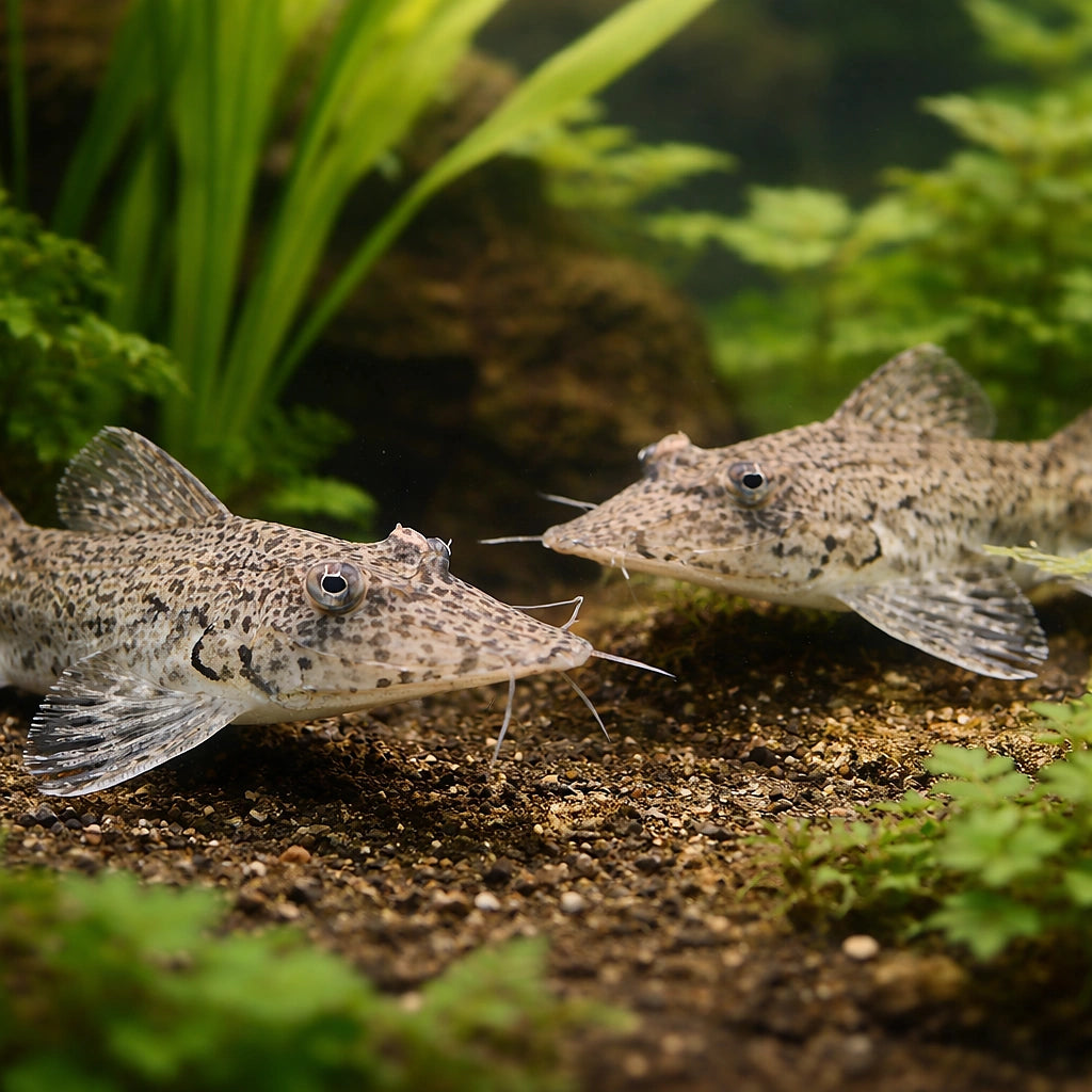 Knobnose Whiptail Catfish — tropical fish for sale UK — AI pair planted view