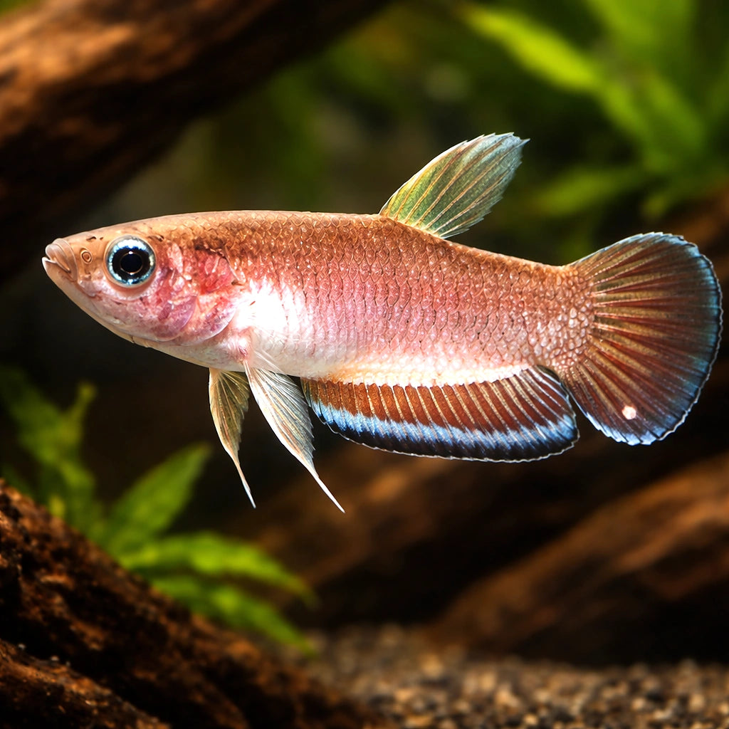 Krabi Mouthbrooding Betta — tropical fish for sale UK — AI hero driftwood view