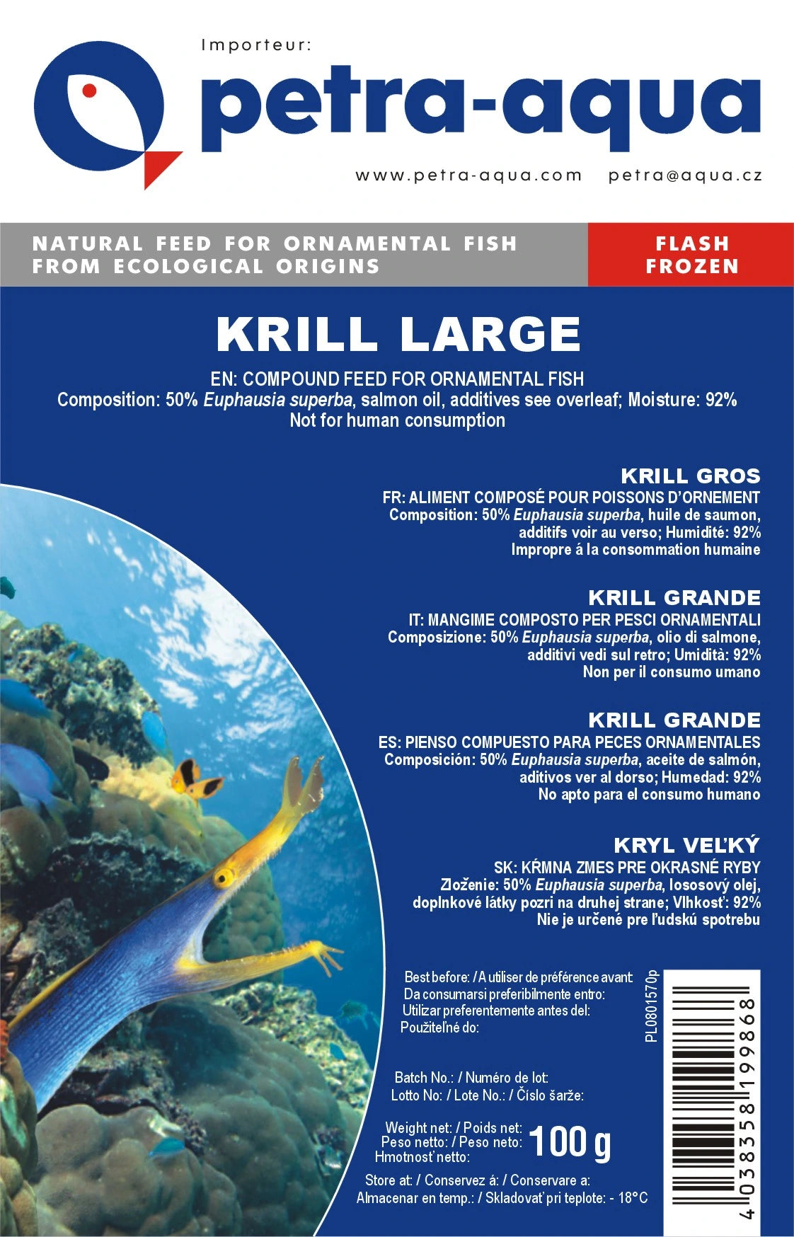 Petra Krill Large frozen blister pack 6 x 100g aquarium fish food