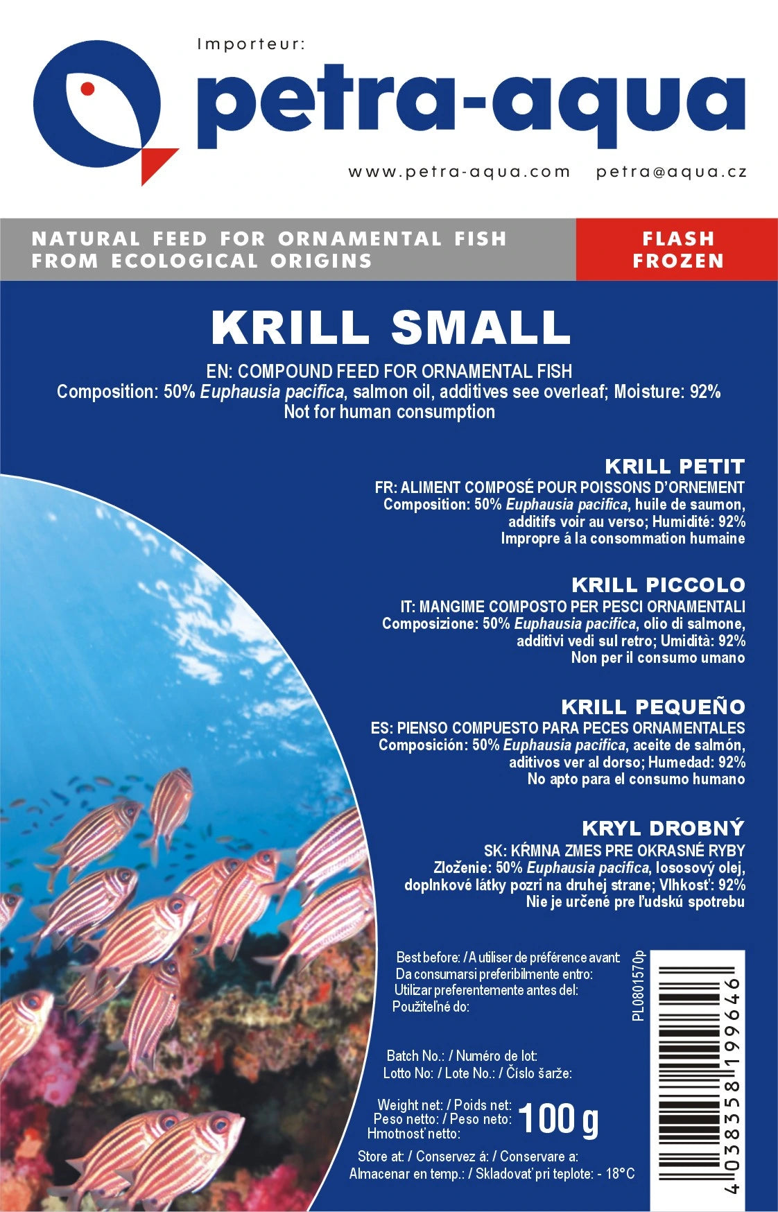 Petra Krill Small frozen blister pack 6 x 100g aquarium fish food